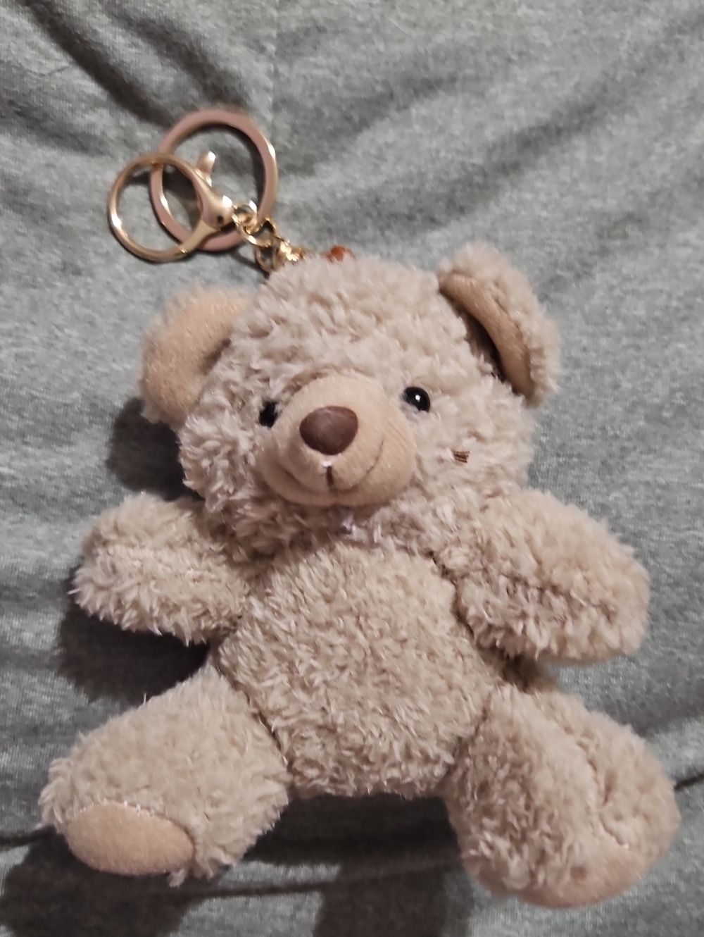 Plush Beige Teddy Bear Keychain Or Bag Charm NWOT
